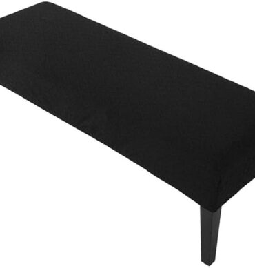 High Stretch Jacquard Dining Bench Cover Elastic Chair Covers - Anti-Dust Removable Bench Slipcover Washable Bench Seat Protector Cushion Cover for Living Room, Bedroom, Kitchen - (Black)