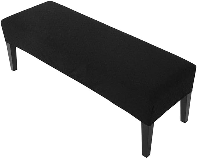 High Stretch Jacquard Dining Bench Cover Elastic Chair Covers - Anti-Dust Removable Bench Slipcover Washable Bench Seat Protector Cushion Cover for Living Room, Bedroom, Kitchen - (Black)