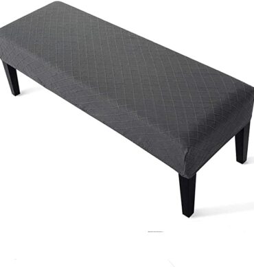High Stretch Jacquard Dining Bench Cover Elastic Chair Covers - Anti-Dust Removable Bench Slipcover Washable Bench Seat Protector Cushion Cover for Living Room, Bedroom, Kitchen - Dark Grey