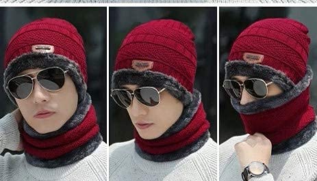 Unisex Woolen Beanie/Winter Cap & Neck Warmer Muffler Combo Winters for Men & Women - Image 3