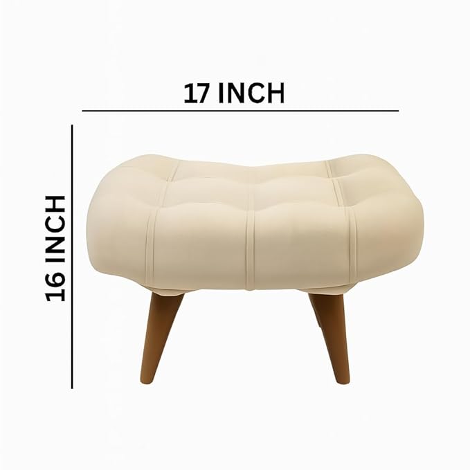 Soft Fabric Comfortable Cushion Ottoman Footrest Stool for Living Room (Cream) - Image 4