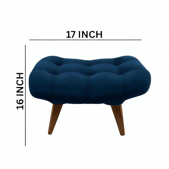 Soft Fabric Comfortable Cushion Ottoman Footrest Stool for Living Room (Blue) - Image 4