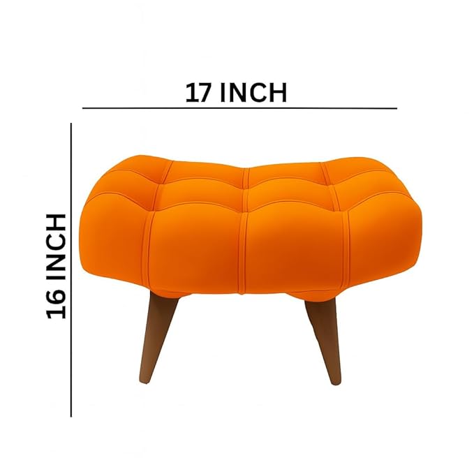 Soft Fabric Comfortable Cushion Ottoman Footrest Stool for Living Room (Orange) - Image 4