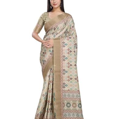 Rekha Maniyar Women's Silk Blend Digital Printed Saree And Tassels With Unstitched Blouse (KORASILK_VOL5_PARENT)