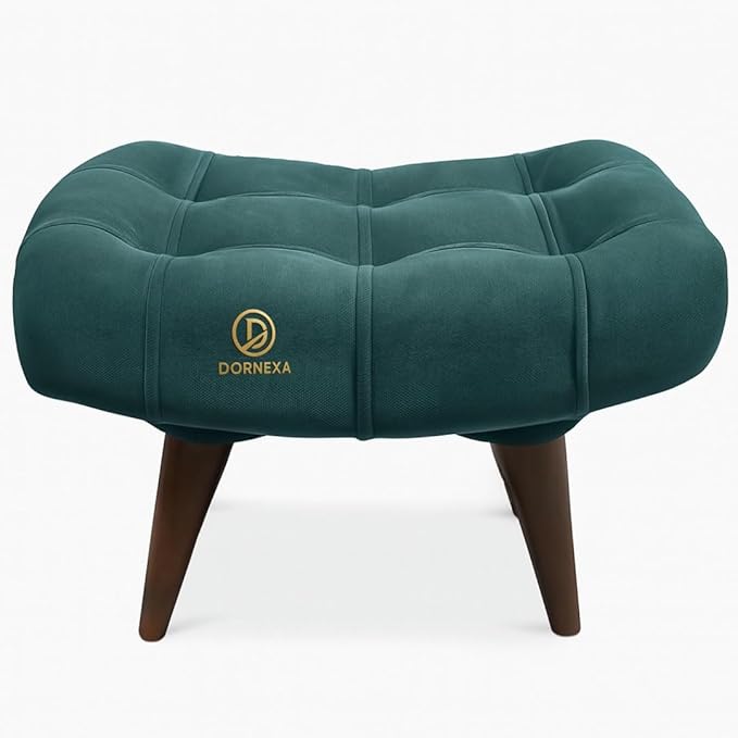 Soft Fabric Comfortable Cushion Ottoman Footrest Stool for Living Room (Aqua) - Image 4