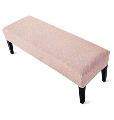 High Stretch Jacquard Dining Bench Cover Elastic Chair Covers - Anti-Dust Removable Bench Slipcover Washable Bench Seat Protector Cushion Cover for Living Room, Bedroom, Kitchen - (Pink)