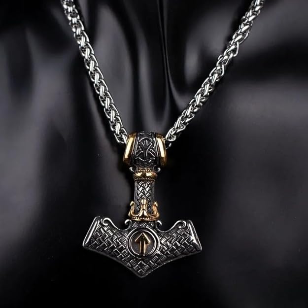 THE MEN THING Pendant for Men - Pure Titanium Steel Pendant Viking Collection with 24inch Round Box Chain for Men & Boys - Image 3