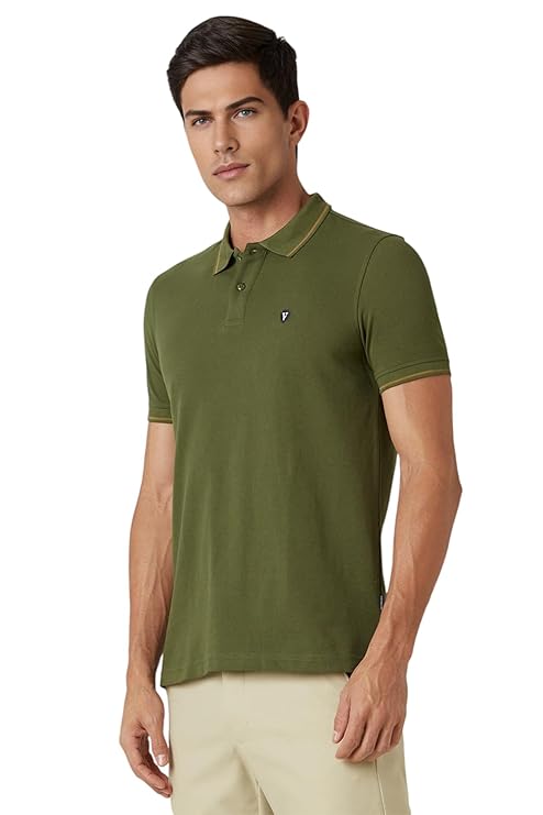 Van Heusen Men's Cotton Solid Regular Fit T-Shirt - Image 2