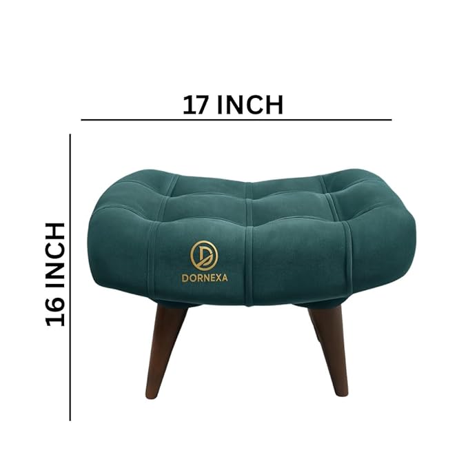 Soft Fabric Comfortable Cushion Ottoman Footrest Stool for Living Room (Aqua) - Image 3