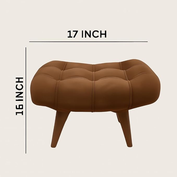 Soft Fabric Comfortable Cushion Ottoman Footrest Stool for Living Room (Brown) - Image 4