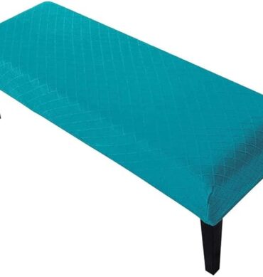 High Stretch Jacquard Dining Bench Cover Elastic Chair Covers - Anti-Dust Removable Bench Slipcover Washable Bench Seat Protector Cushion Cover for Living Room, Bedroom, Kitchen - (Peacock Blue)