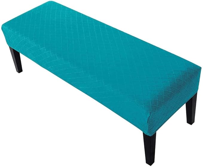 High Stretch Jacquard Dining Bench Cover Elastic Chair Covers - Anti-Dust Removable Bench Slipcover Washable Bench Seat Protector Cushion Cover for Living Room, Bedroom, Kitchen - (Peacock Blue)