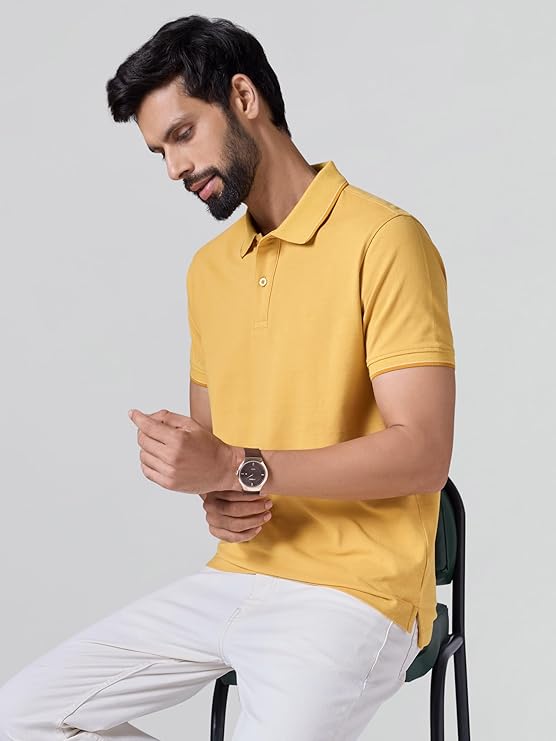 XYXX Accent Men's Solid Cotton Polo T Shirt | Collar Tshirts | Half Sleeves | Solid-Slim Fit - Image 2