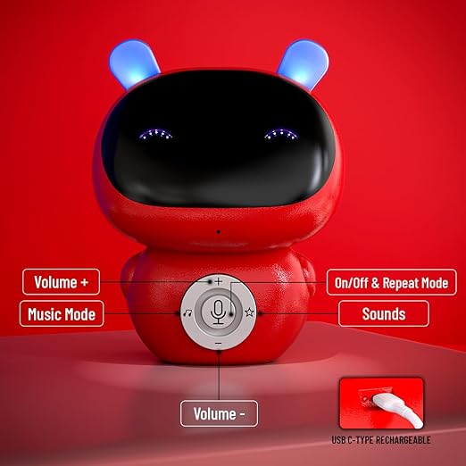 Mirana Mr. Robot | Smart Interactive Talkback Toy for Kids | USB Rechargeable Type-C | in-Built Music | Best Gift for Boys & Girls 2 3 4 5 6 7 8+ Years (Red) - Image 4