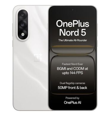 OnePlus Nord 5 | Snapdragon 8s Gen 3 | Stable 144FPS Gaming | Dual 50MP Flagship Camera | Powered by OnePlus AI | 8GB + 256GB | Marble Sands