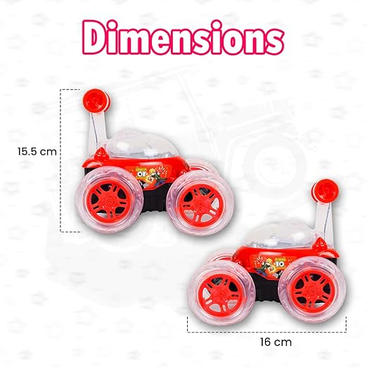 Gooyo 9802 Rechargeable 5 Functions 360? Rotating & Rolling Big Stunt Car Toy with USB Cable & Remote Controller with Demo Feature | Red Color, Power Source: Lithium Battery in Car (Included) - Image 4
