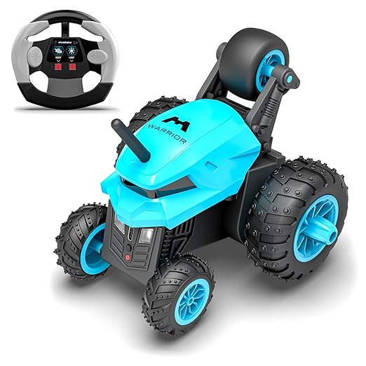 Mirana Warrior 360 Degree Rotating Stunt RC Car Toy for Kids | High Speed Steering Remote Control Vehicle | USB Type-C Rechargeable for Boys and Girls | Made in India (Sky Blue)