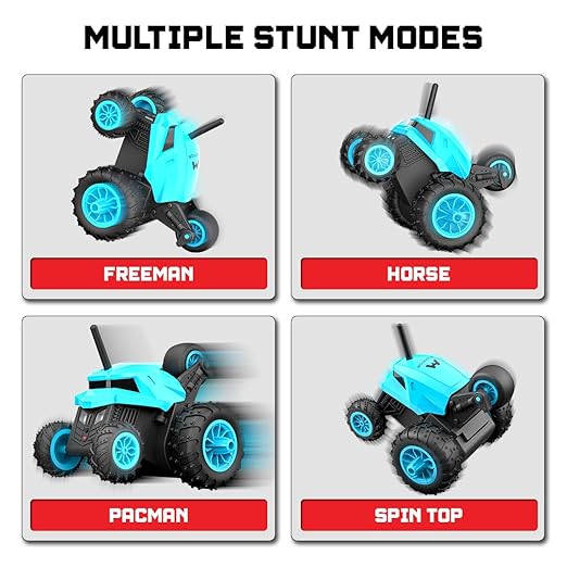 Mirana Warrior 360 Degree Rotating Stunt RC Car Toy for Kids | High Speed Steering Remote Control Vehicle | USB Type-C Rechargeable for Boys and Girls | Made in India (Sky Blue) - Image 3