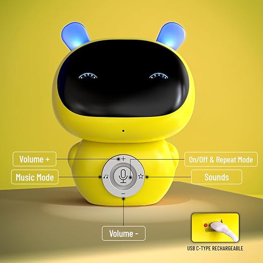 Mirana Mr. Robot | Smart Interactive Talkback Toy for Kids | USB Rechargeable Type-C | in-Built Music | Best Gift for Boys & Girls 2 3 4 5 6 7 8+ Years (Yellow) - Image 4