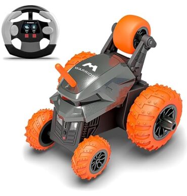 Mirana Warrior 360 Degree Rotating Stunt RC Car Toy for Kids | High Speed Steering Remote Control Vehicle | USB Type-C Rechargeable for Boys and Girls | Made in India (Grey-Orange)