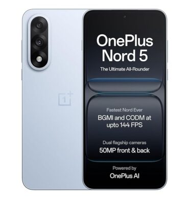 OnePlus Nord 5 | Snapdragon 8s Gen 3 | Stable 144FPS Gaming | Dual 50MP Flagship Camera | Powered by OnePlus AI | 12GB + 256GB | Dry Ice