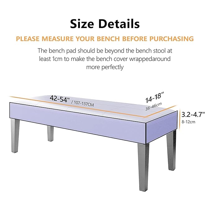 High Stretch Jacquard Dining Bench Cover Elastic Chair Covers - Anti-Dust Removable Bench Slipcover Washable Bench Seat Protector Cushion Cover for Living Room, Bedroom, Kitchen - (Light Grey) - Image 4