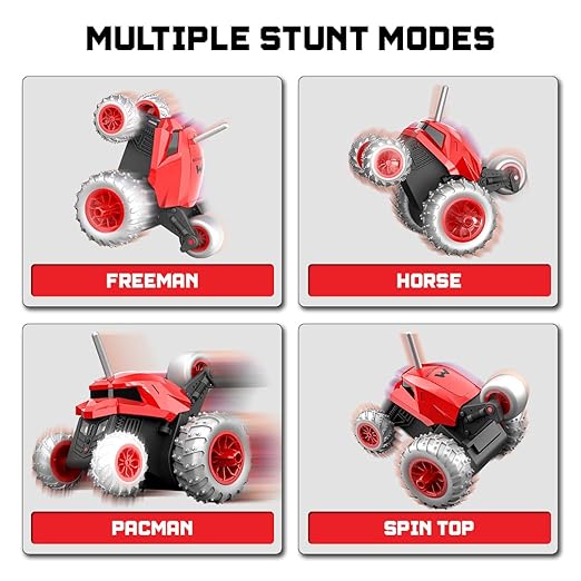 Mirana Warrior 360 Degree Rotating Stunt RC Car Toy for Kids | High Speed Steering Remote Control Vehicle | USB Type-C Rechargeable for Boys and Girls | Made in India (Red) - Image 4