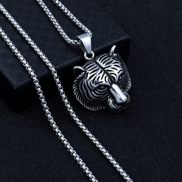 THE MEN THING Alloy Pendant with Pure Stainless Steel 24inch Round Box Chain, American trending Style for Men & Boys - Image 3