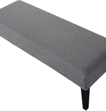 High Stretch Jacquard Dining Bench Cover Elastic Chair Covers - Anti-Dust Removable Bench Slipcover Washable Bench Seat Protector Cushion Cover for Living Room, Bedroom, Kitchen - (Light Grey)