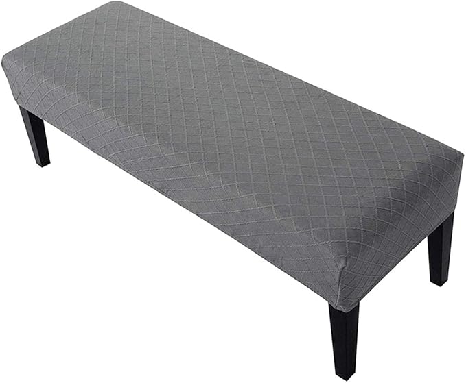High Stretch Jacquard Dining Bench Cover Elastic Chair Covers - Anti-Dust Removable Bench Slipcover Washable Bench Seat Protector Cushion Cover for Living Room, Bedroom, Kitchen - (Light Grey)