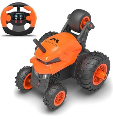 Mirana Warrior 360 Degree Rotating Stunt RC Car Toy for Kids | High Speed Steering Remote Control Vehicle | USB Type-C Rechargeable for Boys and Girls | Made in India (Orange)