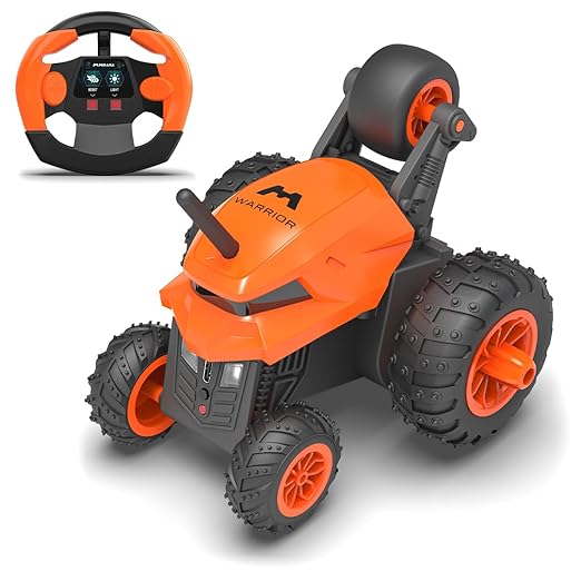 Mirana Warrior 360 Degree Rotating Stunt RC Car Toy for Kids | High Speed Steering Remote Control Vehicle | USB Type-C Rechargeable for Boys and Girls | Made in India (Orange)
