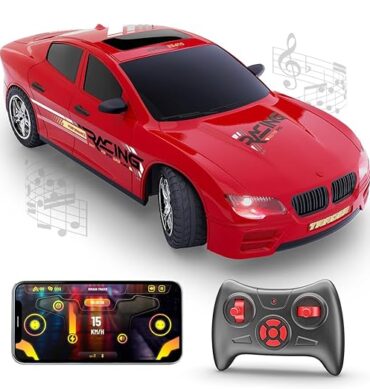 Mirana Tracer Remote & App Controlled Car Toy for Kids | USB Type-C Rechargeable High Speed Drift RC Vehicle | 1.5X Nitro Boost with in-Built Bluetooth Speakers for Boys & Girls (Red)