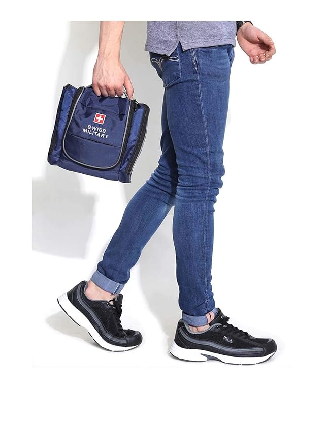 Swiss Military Unisex 5L Water-Resistant Toiletry Bag for Travel with Multiple Compartments, Quick Access Pocket, Durable Zippers, Organizer for Toiletries, Makeup and Essentials Pouch-Blue - Image 4