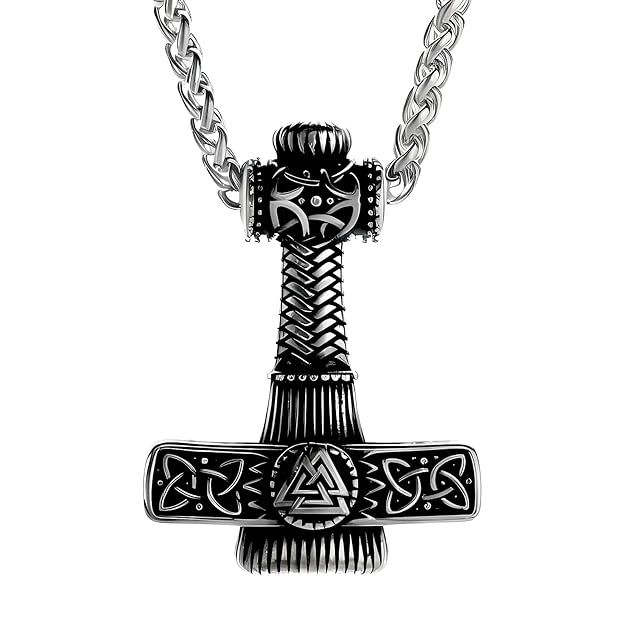 THE MEN THING Pendant for Men - Pure Titanium Steel Pendant Viking Collection with 24inch Round Box Chain for Men & Boys