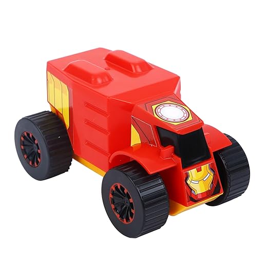 SKOODLE Kid Marvel Pull-Back Monster Truck - Hulk Buster Edition, Marvel Inspired Toy Bikes with Sturdy and Long-Lasting Construction, Enhances Motor Skills and Fun Vehicle Toy for Gifting - Red