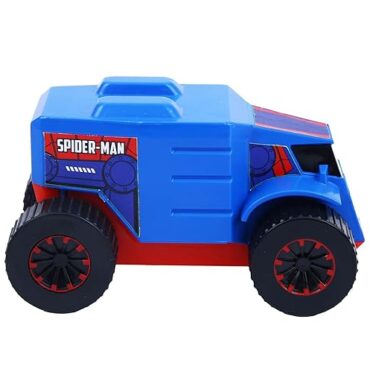 SKOODLE Kid Marvel Pull-Back Monster Truck - Spiderman Edition, Marvel Inspired Toy Bikes with Sturdy and Long-Lasting Construction, Enhances Motor Skills and Fun Vehicle Toy for Gifting - Blue&Red