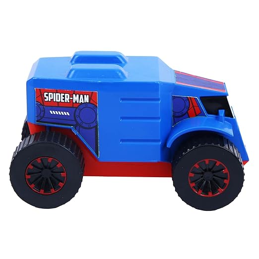 SKOODLE Kid Marvel Pull-Back Monster Truck - Spiderman Edition, Marvel Inspired Toy Bikes with Sturdy and Long-Lasting Construction, Enhances Motor Skills and Fun Vehicle Toy for Gifting - Blue&Red