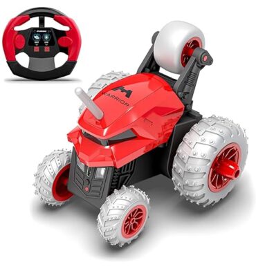 Mirana Warrior 360 Degree Rotating Stunt RC Car Toy for Kids | High Speed Steering Remote Control Vehicle | USB Type-C Rechargeable for Boys and Girls | Made in India (Red)