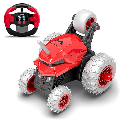 Mirana Warrior 360 Degree Rotating Stunt RC Car Toy for Kids | High Speed Steering Remote Control Vehicle | USB Type-C Rechargeable for Boys and Girls | Made in India (Red)