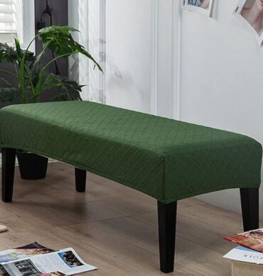 High Stretch Jacquard Dining Bench Cover Elastic Chair Covers - Anti-Dust Removable Bench Slipcover Washable Bench Seat Protector Cushion Cover for Living Room, Bedroom, Kitchen - (Olive Green)