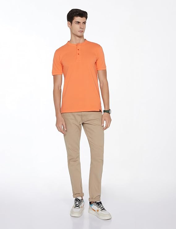 Men's Cotton Rich Polo T Shirt | Mandarin Collar Tshirts | Half Sleeves | Plain - Regular Fit (Available in Plus Sizes) - Image 2