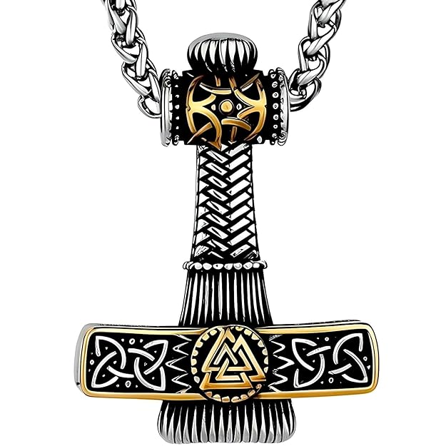 THE MEN THING Pendant for Men - Pure Titanium Steel Pendant Viking Collection with 24inch Round Box Chain for Men & Boys