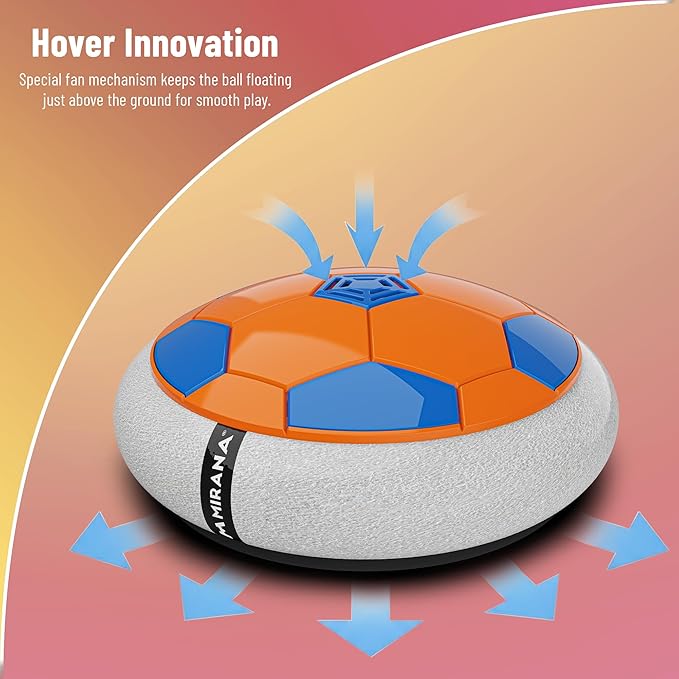 Mirana C-Type USB Rechargeable Hover Football Indoor Floating Hoverball Soccer|Air Football Neon Lite|Made in India Fun Toy Best Gift for Boys and Kids (Orange) Plastic - Image 3