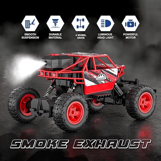 Mirana Duster 4WD RC Car Toy for Kids | Rechargeable USB C-Type Offroad Monster Truck with Smoke Exhaust | High Speed ATV Remote Control Rock Crawler | Gift for Boys & Girls (Red) - Image 4