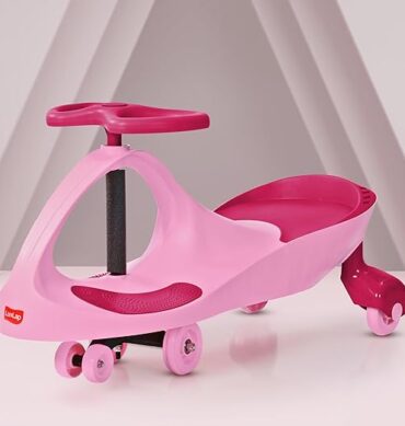 LuvLap Sunshine Swing Car for Kids, Comfortable Seats & Durable, Smooth Wheels, Baby Car, Magic Toy, Push Ride On, 3+ Years, Birthday Gift for Baby Boys & Girls, Pink