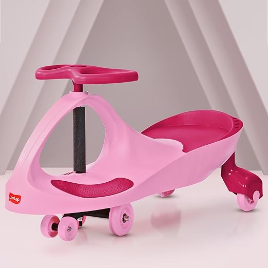 LuvLap Sunshine Swing Car for Kids, Comfortable Seats & Durable, Smooth Wheels, Baby Car, Magic Toy, Push Ride On, 3+ Years, Birthday Gift for Baby Boys & Girls, Pink