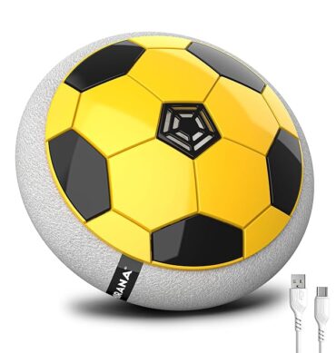 Mirana C-Type USB Rechargeable Hover Football Indoor Floating Hoverball Soccer|Air Football Neon Lite|Made in India Fun Toy Best Gift for Boys and Kids (Yellow)