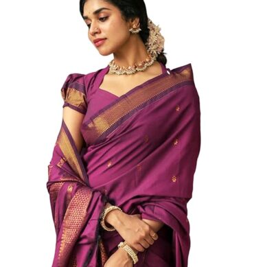 SIRIL Women's Soft Banarasi Silk Jacquard Saree with Unstitched Blouse Piece