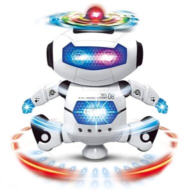 Goyal's Stylish Dancing Robot's with 3D Lights and Music, Non Toxic Plastic - Multicolor (Dancing Robot White)
